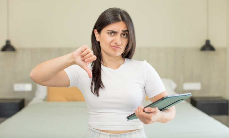 Woman demonstrating common press release mistakes to avoid